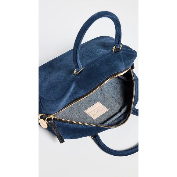 Clare V. Petite Claudine Navy Suede Crossbody Bag Top Handle Shoulder Purse NEW - Picture 4 of 10